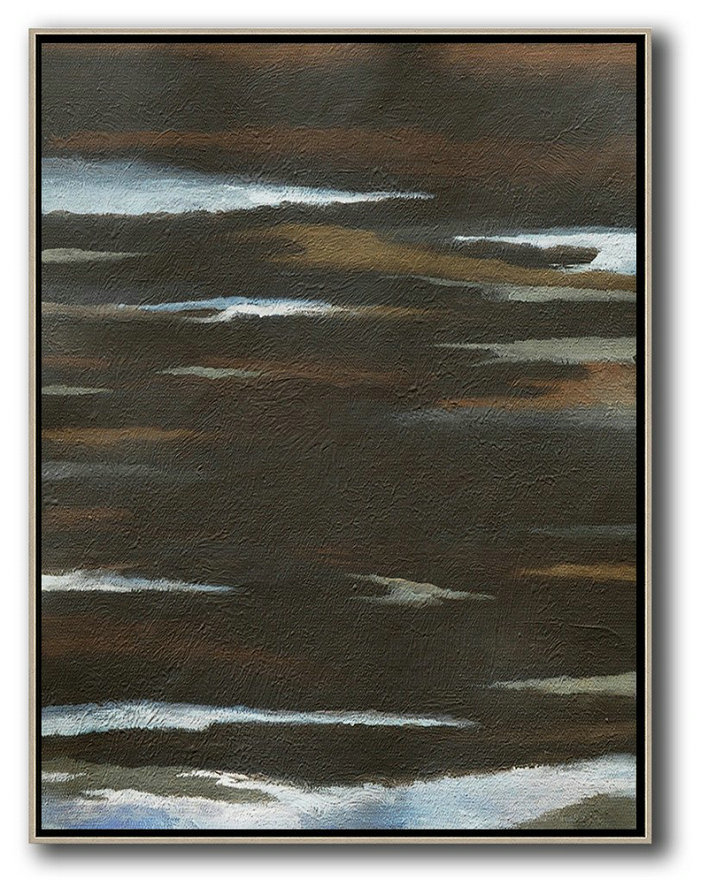 Oversized Abstract Landscape Painting,Canvas Paintings For Sale,Black,White,Brown